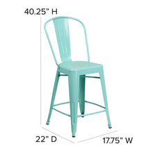 Load image into Gallery viewer, 24" High Mint Green Metal Counter Height Stool
