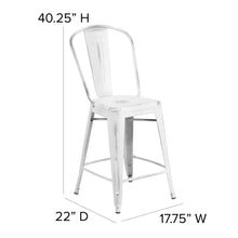 Load image into Gallery viewer, 24" High White Metal Indoor-Counter Height Stool with Gray Poly Resin Wood Seat
