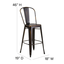Load image into Gallery viewer, 30" High Copper Metal Indoor-Outdoor Barstool with Black Poly Resin Wood Seat

