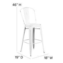 Load image into Gallery viewer, 30" High White Metal Indoor-Outdoor Barstool with Gray Poly Resin Wood Seat

