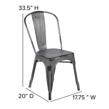 Load image into Gallery viewer, Distressed Silver Gray Metal Indoor-Outdoor Stackable Chair

