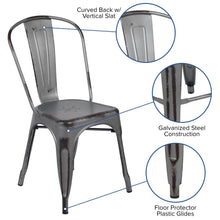Load image into Gallery viewer, Distressed Silver Gray Metal Indoor-Outdoor Stackable Chair
