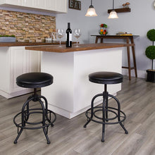 Load image into Gallery viewer, 24'' Counter Height Stool with Swivel Lift Black LeatherSoft Seat
