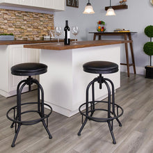 Load image into Gallery viewer, 30'' Barstool with Swivel Lift Black LeatherSoft Seat
