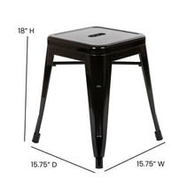 Load image into Gallery viewer, 18" Table Height Stool, Stackable Metal Dining Stool in Black - Set of 4
