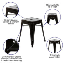 Load image into Gallery viewer, 18" Table Height Stool, Stackable Metal Dining Stool in Black - Set of 4
