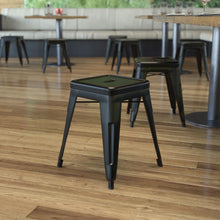 Load image into Gallery viewer, 18" Table Height Stool, Stackable Metal Dining Stool in Black - Set of 4
