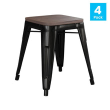 Load image into Gallery viewer, 18&quot; Table Height , Stackable Black Metal Dining Stool, - Set of 4
