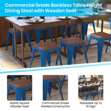 Load image into Gallery viewer, 18&quot; Table Height -Stackable Royal Blue Metal Dining Stool-Grade-Set of 4
