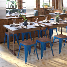 Load image into Gallery viewer, 18&quot; Table Height -Stackable Royal Blue Metal Dining Stool-Grade-Set of 4
