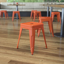 Load image into Gallery viewer, 18" Table Height Stool, Stackable Metal Dining Stool in Orange - Set of 4
