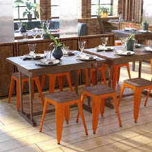 Load image into Gallery viewer, 18&quot; Table Height , Stackable Orange Metal Dining Stool, - Set of 4
