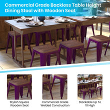 Load image into Gallery viewer, 18&quot; Table Height , Stackable Purple Metal Dining Stool, - Set of 4

