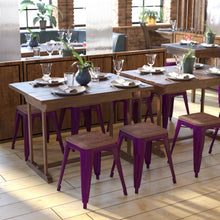 Load image into Gallery viewer, 18&quot; Table Height , Stackable Purple Metal Dining Stool, - Set of 4
