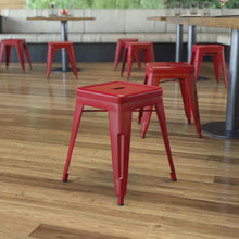 Load image into Gallery viewer, 18" Table Height Stool, Stackable Metal Dining Stool in Red - Set of 4

