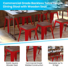 Load image into Gallery viewer, 18&quot; Table Height , Stackable Red Metal Dining Stool, - Set of 4
