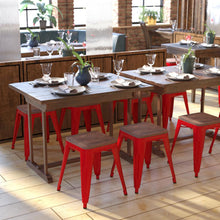 Load image into Gallery viewer, 18&quot; Table Height , Stackable Red Metal Dining Stool, - Set of 4

