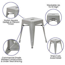 Load image into Gallery viewer, 18" Table Height Stool, Stackable Metal Dining Stool in Silver - Set of 4
