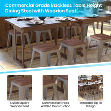 Load image into Gallery viewer, 18&quot; Table Height , Stackable Silver Metal Dining Stool, - Set of 4
