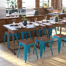 Load image into Gallery viewer, 18&quot; Table Height , Stackable Teal Metal Dining Stool, - Set of 4
