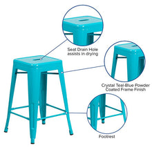 Load image into Gallery viewer, 24" High Backless Crystal Teal-Blue Indoor-Outdoor Counter Height Stool
