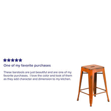 Load image into Gallery viewer, 24" High Backless Distressed Orange Metal Indoor-Outdoor Counter Height Stool
