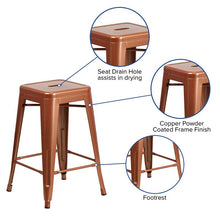Load image into Gallery viewer, 24" High Backless Copper Indoor-Outdoor Counter Height Stool
