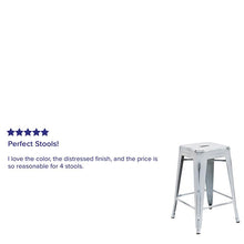 Load image into Gallery viewer, 24" High Backless Distressed White Metal Indoor-Outdoor Counter Height Stool
