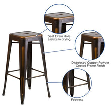 Load image into Gallery viewer, 30" High Backless Distressed Copper Metal Indoor-Outdoor Barstool
