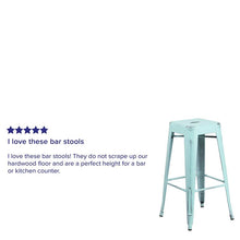 Load image into Gallery viewer, 30" High Backless Distressed Green-Blue Metal Indoor-Outdoor Barstool
