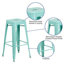 Load image into Gallery viewer, Commercial Grade 30" High Backless Mint Green Indoor-Outdoor Barstool
