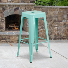 Load image into Gallery viewer, Commercial Grade 30" High Backless Mint Green Indoor-Outdoor Barstool
