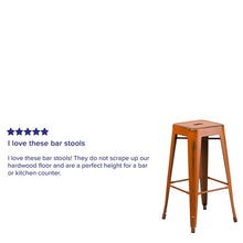 Load image into Gallery viewer, 30" High Backless Distressed Orange Metal Indoor-Outdoor Barstool
