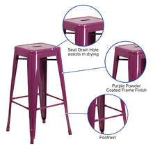 Load image into Gallery viewer, Commercial Grade 30" High Backless Purple Indoor-Outdoor Barstool

