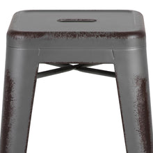 Load image into Gallery viewer, 30" High Backless Distressed Silver Gray Metal Indoor-Outdoor Barstool
