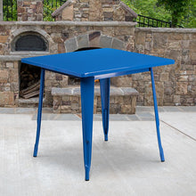 Load image into Gallery viewer, Commercial Grade 31.5" Square Blue Metal Indoor-Outdoor Table
