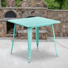 Load image into Gallery viewer, Commercial Grade 31.5" Square Mint Green Metal Indoor-Outdoor Table

