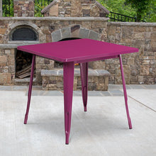 Load image into Gallery viewer, Commercial Grade 31.5" Square Purple Metal Indoor-Outdoor Table
