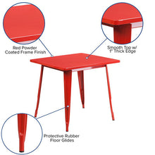Load image into Gallery viewer, Commercial Grade 31.5" Square Red Metal Indoor-Outdoor Table

