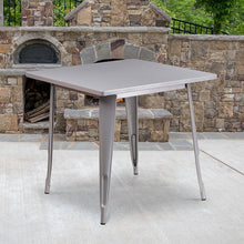 Load image into Gallery viewer, Commercial Grade 31.5" Square Silver Metal Indoor-Outdoor Table
