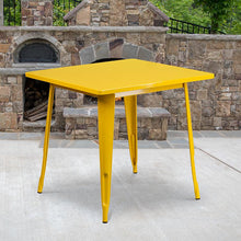 Load image into Gallery viewer, Commercial Grade 31.5" Square Yellow Metal Indoor-Outdoor Table
