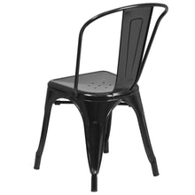 Load image into Gallery viewer, 31.5" Square Black Metal Indoor-Outdoor Table Set with 4 Stack Chairs
