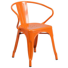Load image into Gallery viewer, 31.5" Square Orange Metal Indoor-Outdoor Table Set with 4 Arm Chairs
