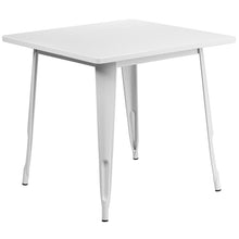 Load image into Gallery viewer, 31.5" Square White Metal Indoor-Outdoor Table Set with 4 Arm Chairs
