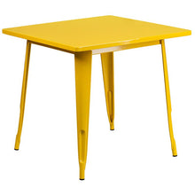 Load image into Gallery viewer, 31.5" Square Yellow Metal Indoor-Outdoor Table Set with 4 Arm Chairs
