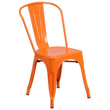 Load image into Gallery viewer, 1.5&quot; x 63&quot; Rectangular Orange Metal Indoor-Outdoor Table Set with 6 Stack Chairs

