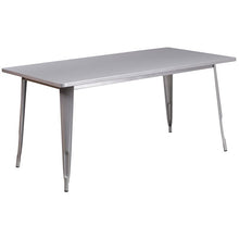 Load image into Gallery viewer, 1.5&quot; x 63&quot; Rectangular Silver Metal Indoor-Outdoor Table Set with 6 Stack Chairs
