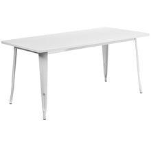 Load image into Gallery viewer, 1.5&quot; x 63&quot; Rectangular White Metal Indoor-Outdoor Table Set with 6 Stack Chairs
