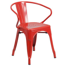 Load image into Gallery viewer, 31.5" x 63" Rectangular Red Metal Indoor-Outdoor Table Set with 6 Arm Chairs
