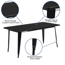 Load image into Gallery viewer, Commercial Grade 31.5&quot; x 63&quot; Rectangular Black Metal Indoor-Outdoor Table
